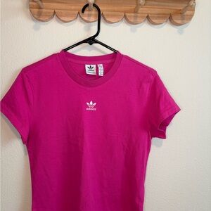 adidas Hot Pink Trefoil Logo Crewneck Tee